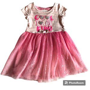 Young Hearts "Cool to be Kind" Pink and White‎ Sparkly TuTu Dress 4t
